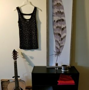 INC black embellished rayon tank